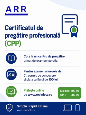 Comunicat privind obținerea certificatului de pregătire profesională – CPP