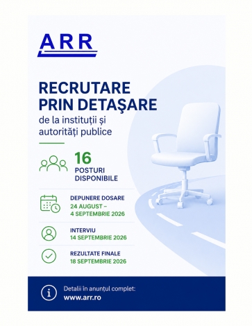 Autoritatea Rutieră Română – A.R.R. organizează recrutare prin detașare pentru 16 posturi